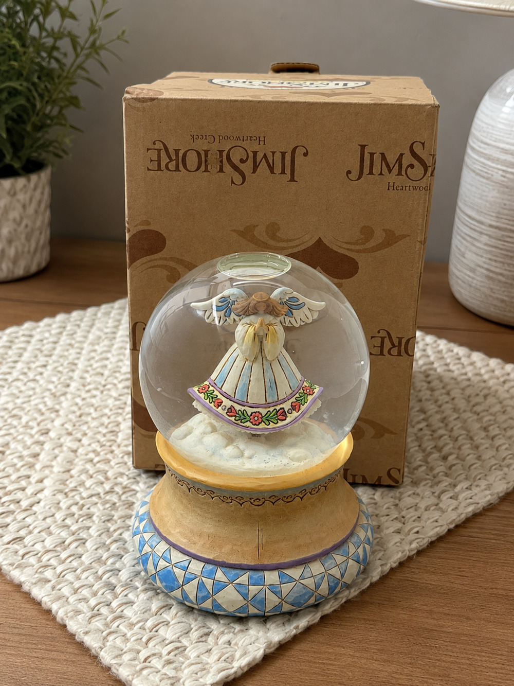 Jim Shore Angel on Wing Musical Snow Globe 4008848 2007 Heartwood Creek w/ Box